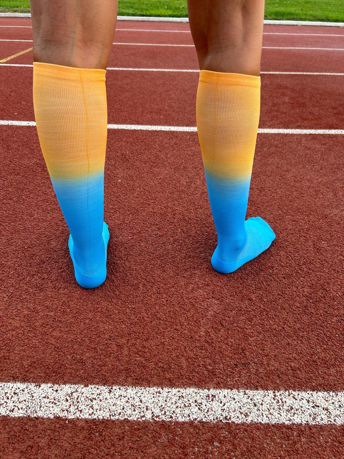 Chaussettes de compression hautes - Running, course, vélo et sports - Tie & dye 5/6