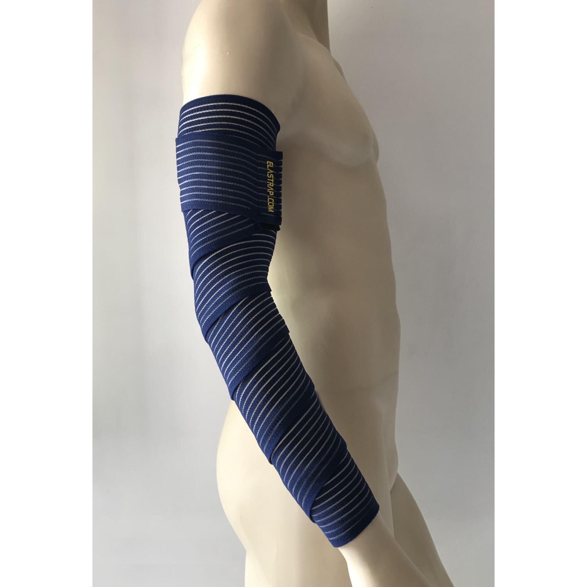 Elastrap - Long Manchon De Compression Élastique Bras Brassière - Bandage Coude Strapping - Protection Coude - Bleu - 180 Cm - Decathlon