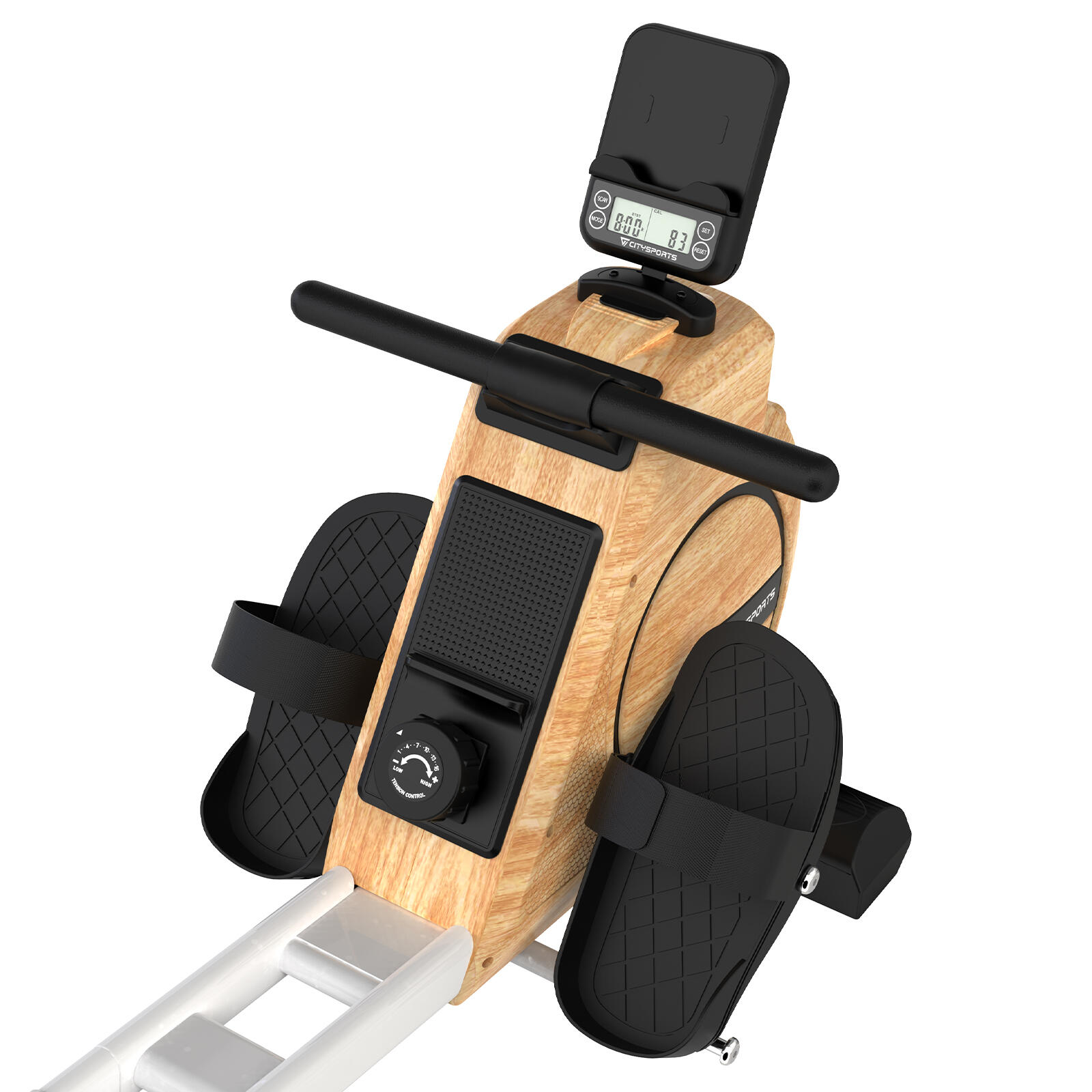 Wioślarz domowy, Fitness, 16 poziomów oporu, wyświetlacz LCD, kółka transportowe 5/6