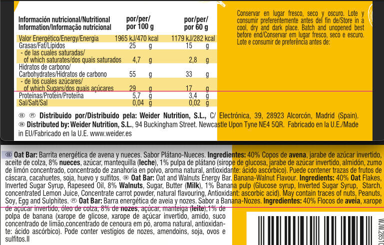 Barres énergétiques - Oat Bar - Banane Noix et Avoine Boite de 20 3/3
