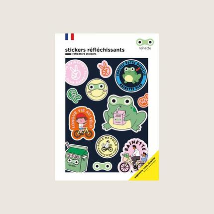 Stickers rétro‑réfléchissants Rainette en vinyle étanche multicolore.