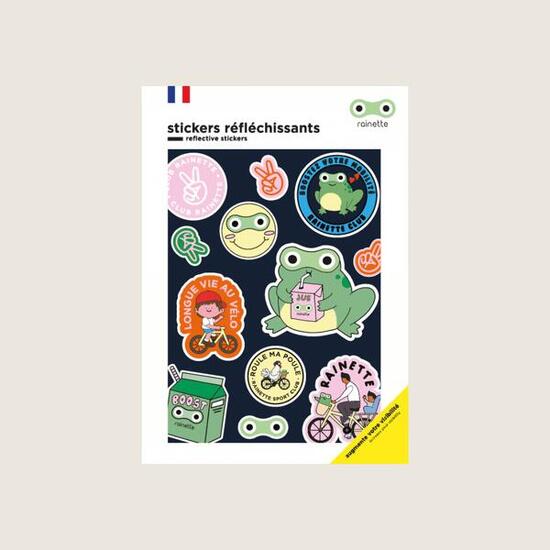 Stickers rétro‑réfléchissants Rainette en vinyle étanche multicolore.