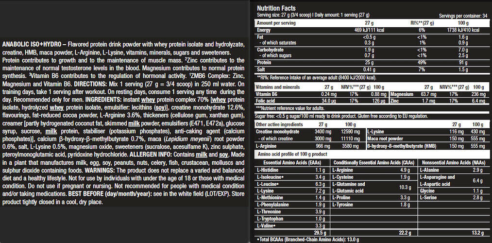 Anabolic Iso + Hydro 2000 Gr Chocolate 3/3