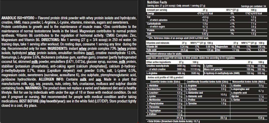 Protéine multi-sources - Anabolic Iso+Hydro - Vanille 3/3