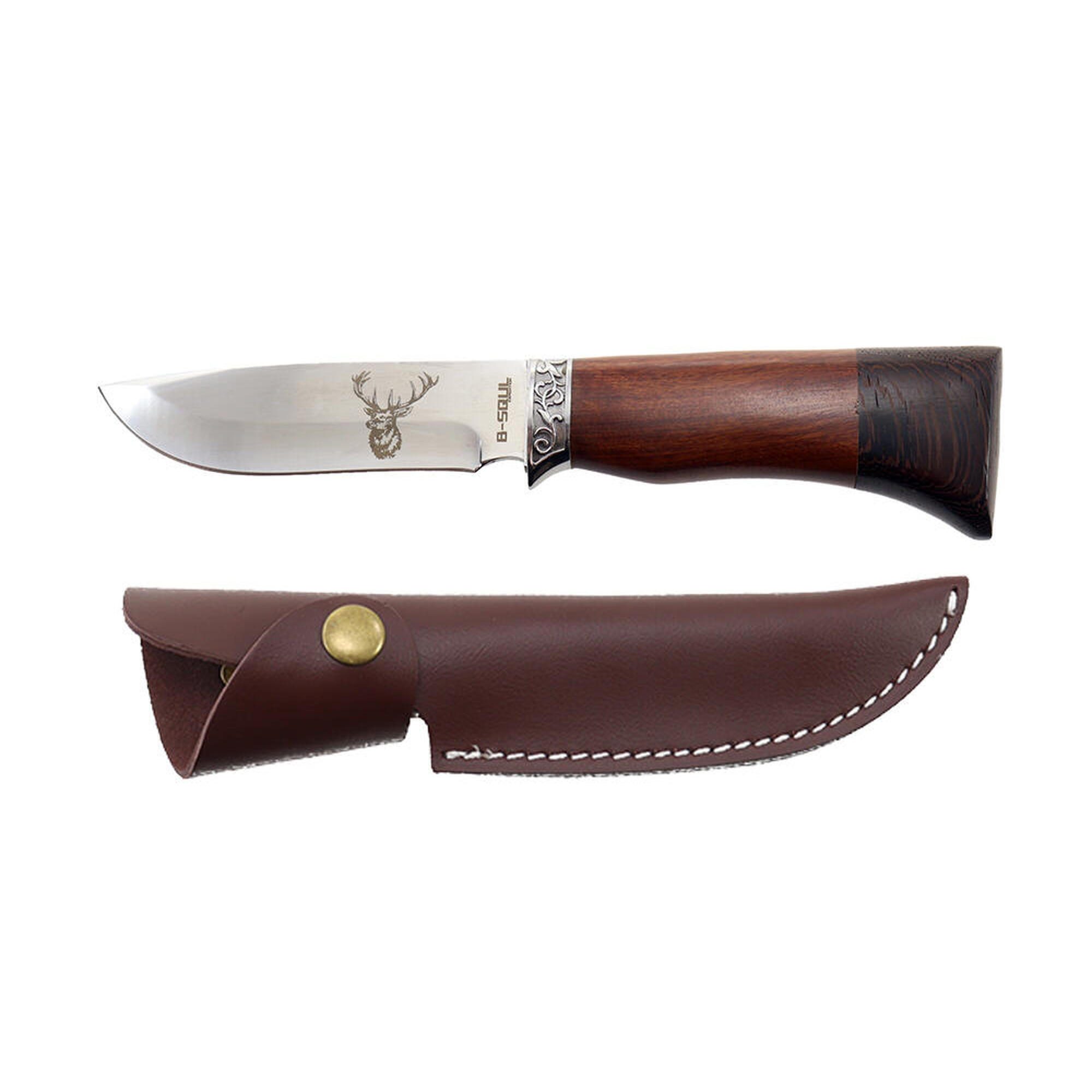 Nóż myśliwski jeleń z pochwą skórzaną