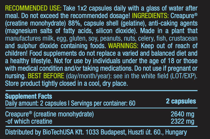 Mega Kreatyna (Creapure®) - 120 kapsułek Biotech USA 3/5