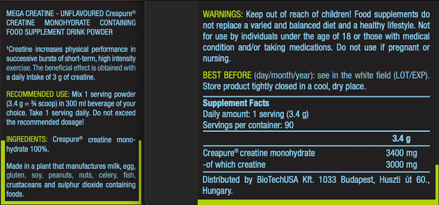 Mega Creatine (Creapure®) - 306g Neutral Biotech USA 3/5