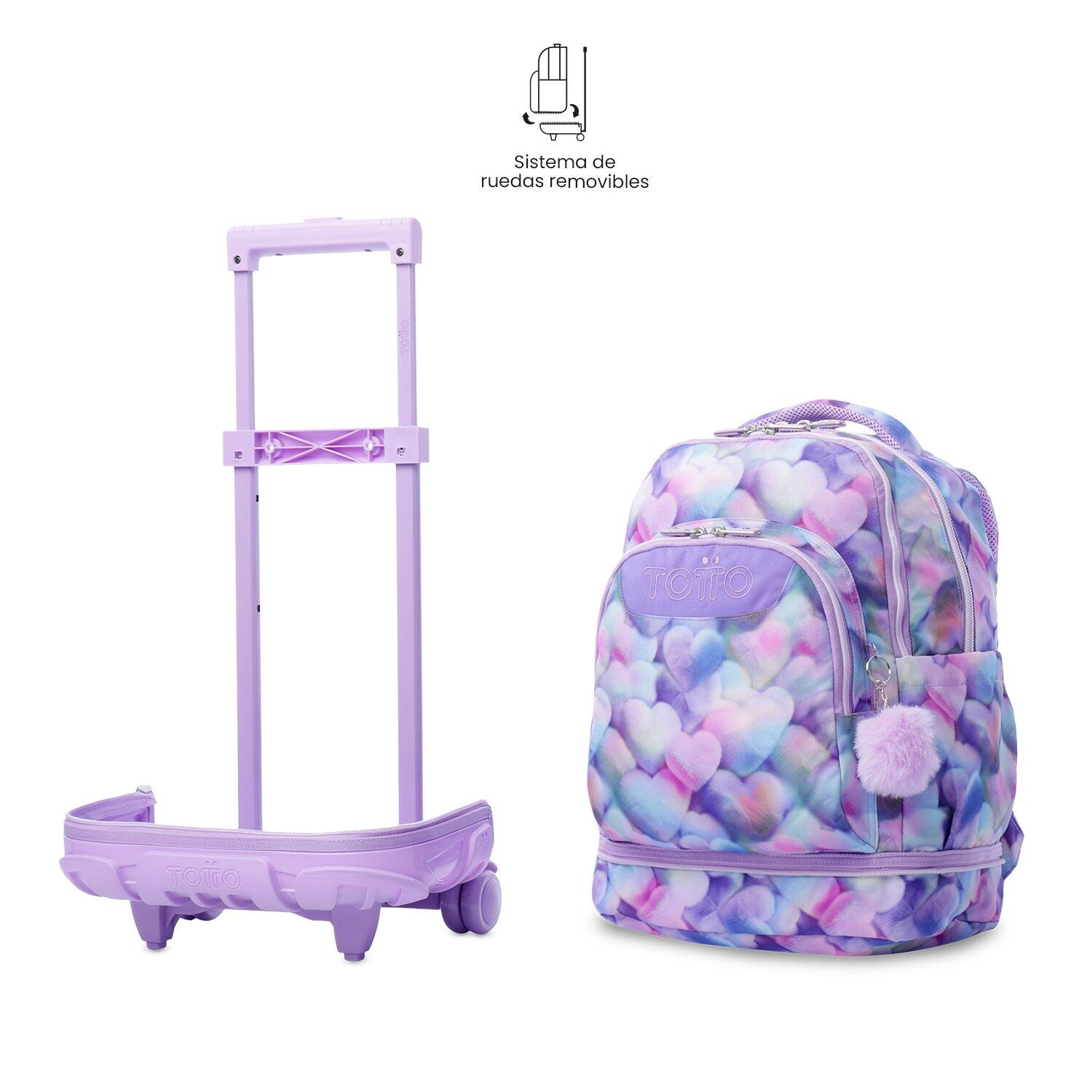 Totto Mochila escolar ruedas Tiza Desmontable Corazones Poliéster reciclado 32 3/6