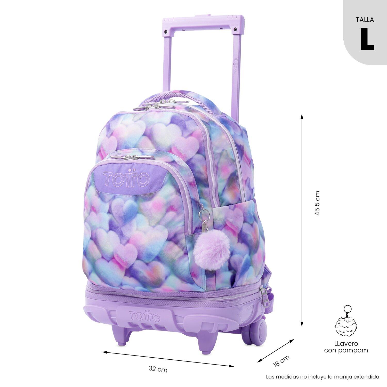 Totto Mochila escolar ruedas Tiza Desmontable Corazones Poliéster reciclado 32 2/6