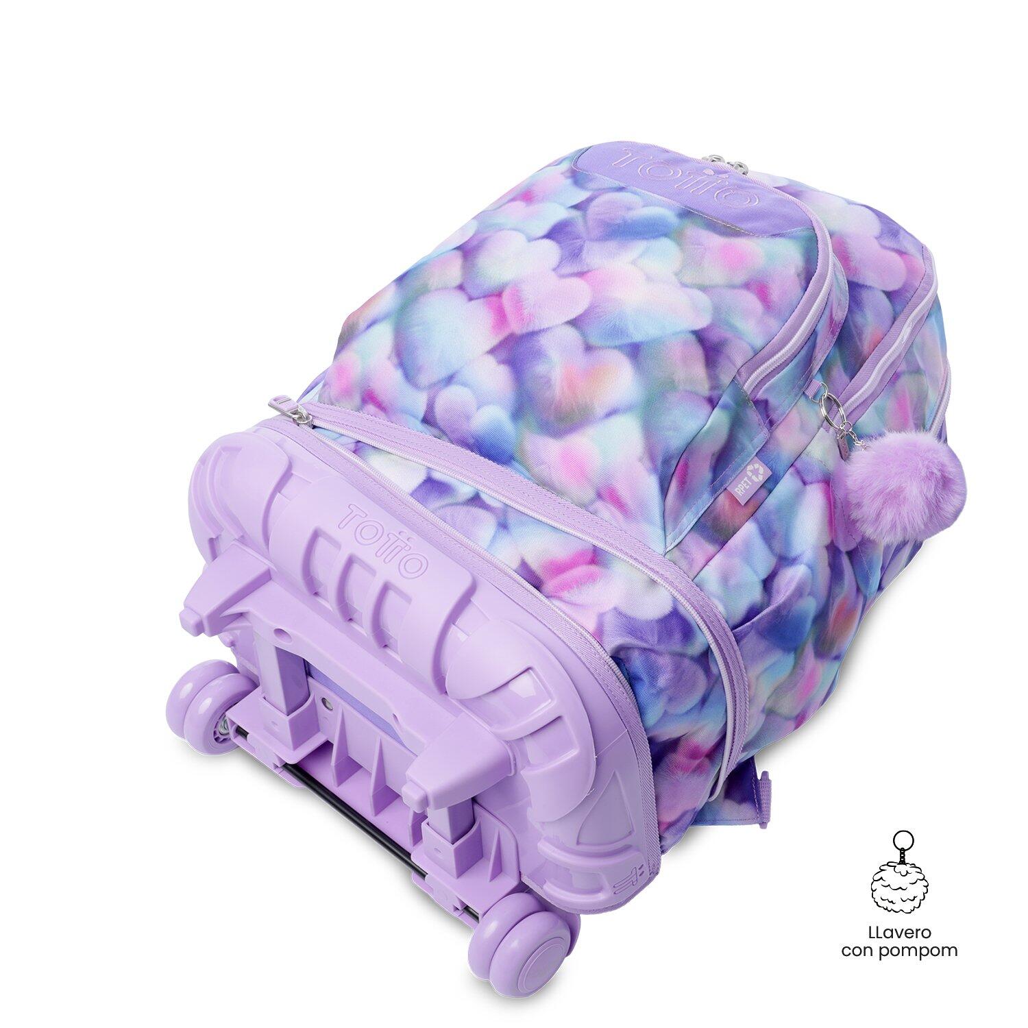 Totto Mochila escolar ruedas Tiza Desmontable Corazones Poliéster reciclado 32 5/6