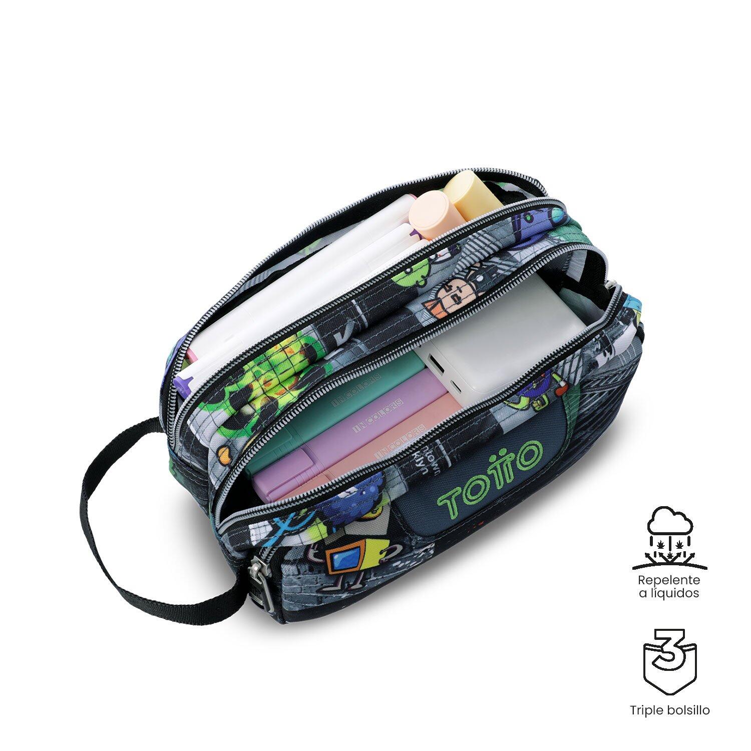 Totto Estuche escolar Agapec Invasión galáctica Poliéster reciclado 23 x11.5 x 3/4