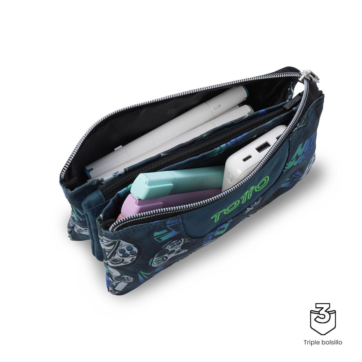 Totto Estuche escolar Tablero Videojuegos Poliéster reciclado 22 x11 x 3.5 cm 3/4