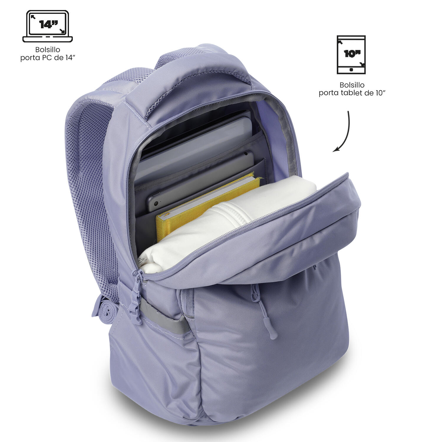 Totto Mochila urbana Misisipi Morado Poliéster reciclado 29 x42.5 x 12.5 cm 3/5