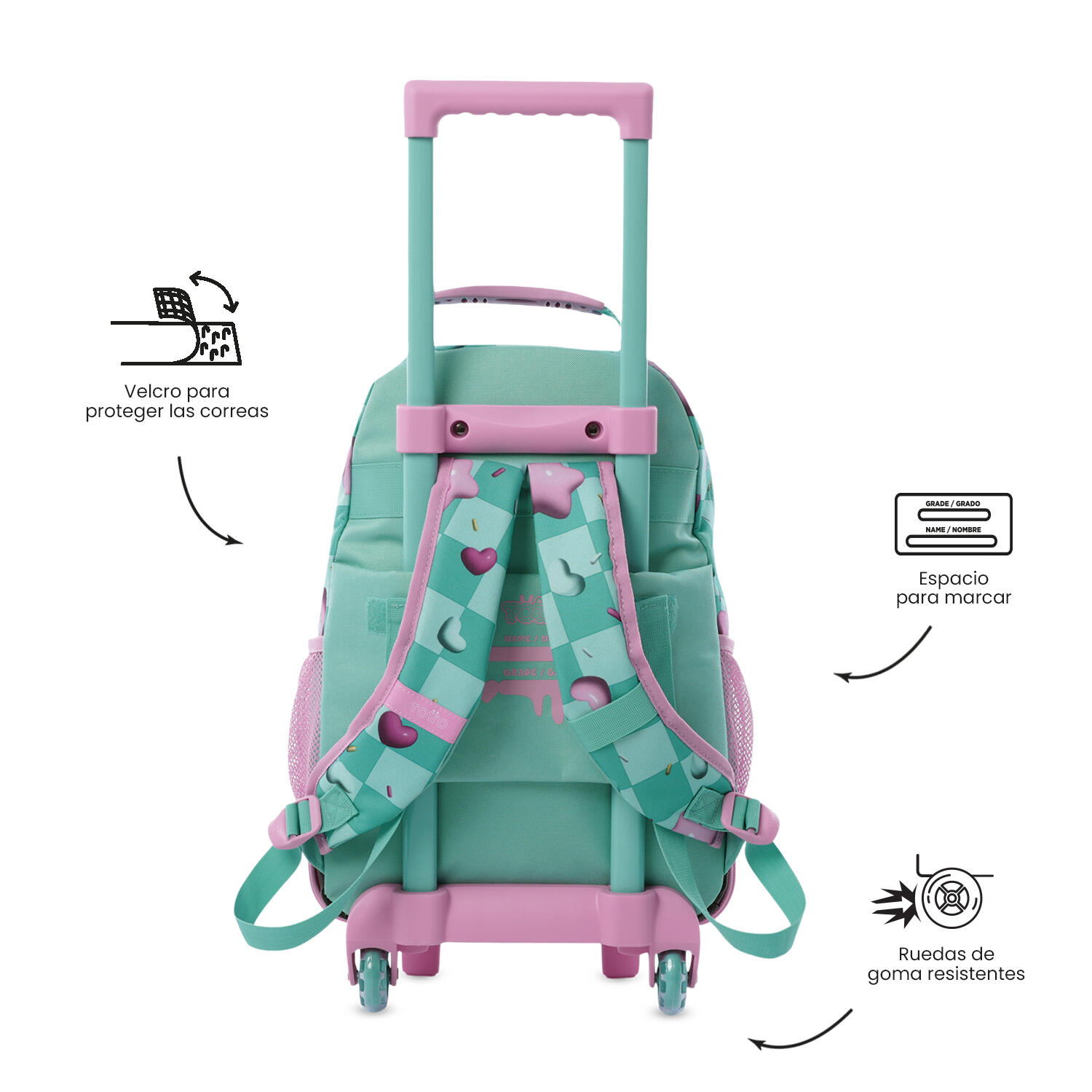 Totto Mochila infantil ruedas Bunny Pump Azul Poliéster 29.5 x41.5 x 19 cm 2/5