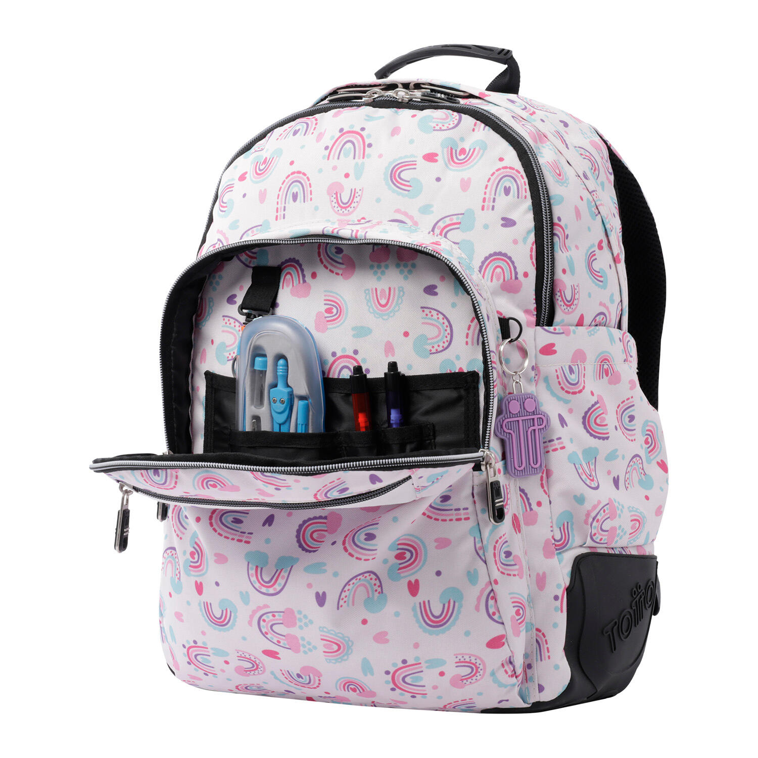 Totto Mochila escolar Crayoles Aircoiris rosa Poliéster 33 x44 x13.5 cm 5/5