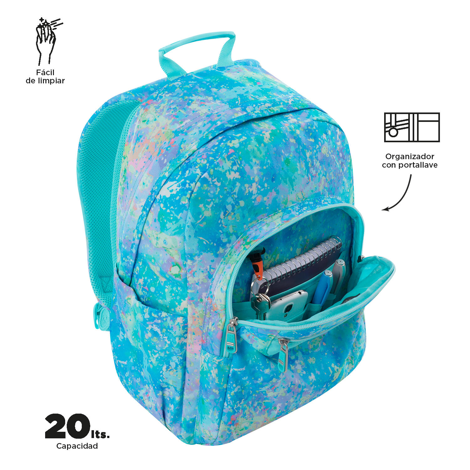 Totto Mochila escolar Acuareles Glitter Poliéster 33 x44 x14 cm 5/5