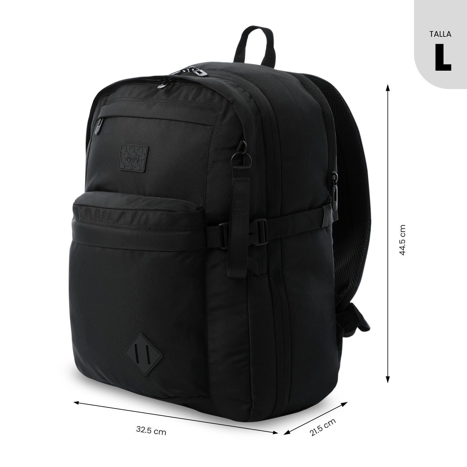 Totto Mochila de viagem Easy Preto Poliéster 32.5 x 44.5 x 21.5 cm 3/5