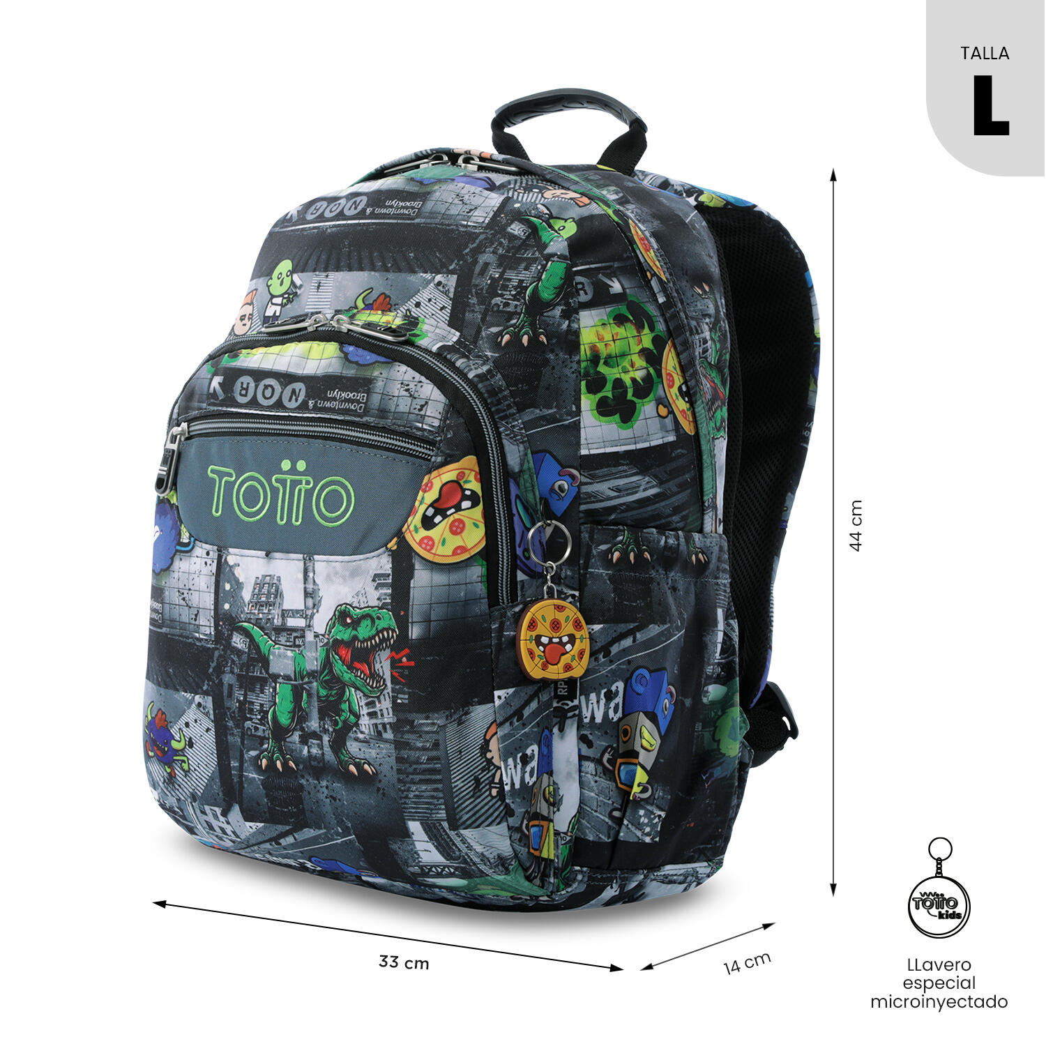 Totto Mochila escolar Acuareles Invasión galáctica Poliéster reciclado 33 x44 x 3/5