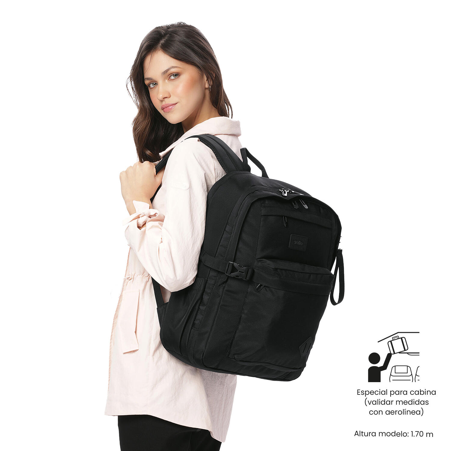Totto Mochila de viagem Easy Preto Poliéster 32.5 x 44.5 x 21.5 cm 2/5