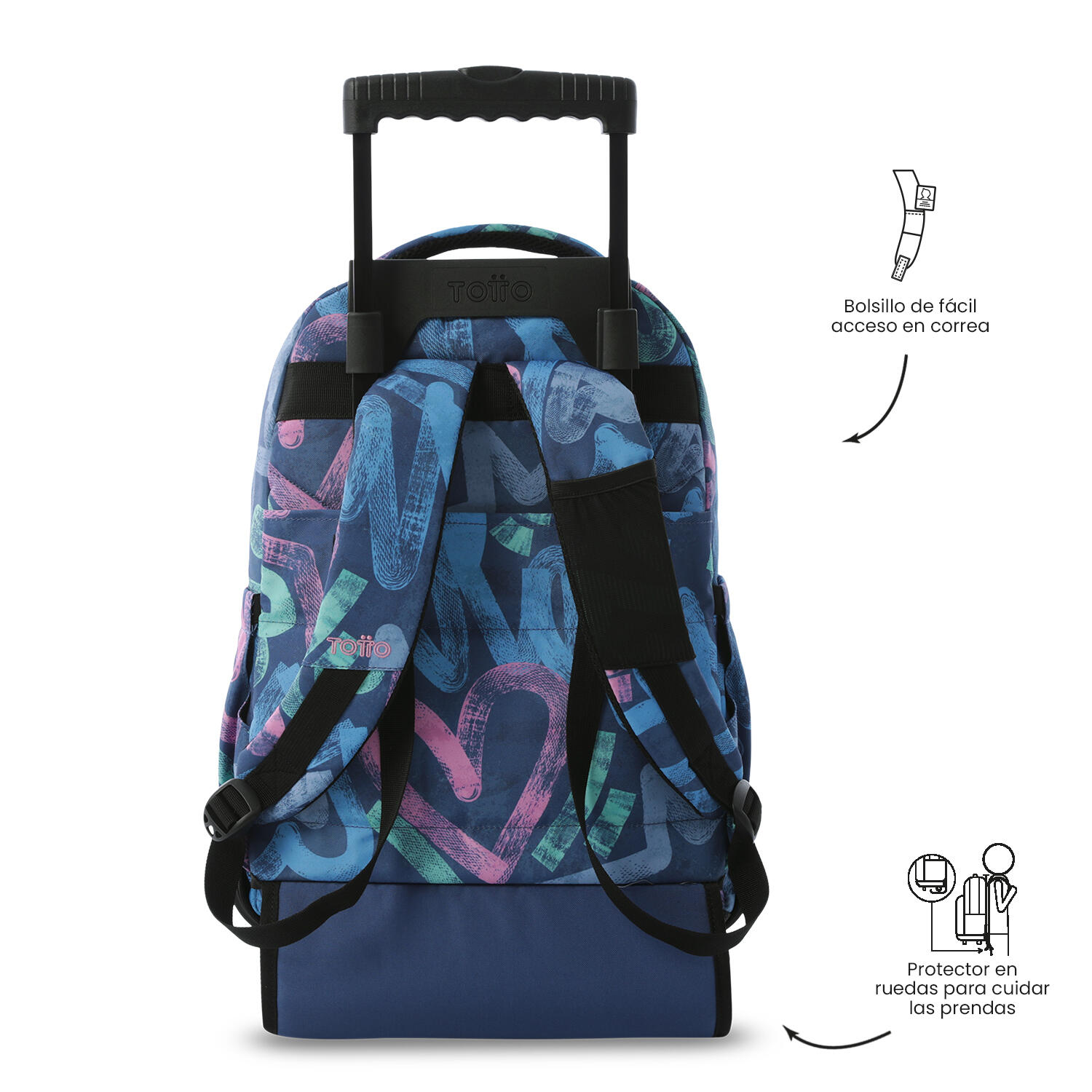 Totto Mochila escolar ruedas Renglones Graffiti pastel Poliéster reciclado 32 x 5/5