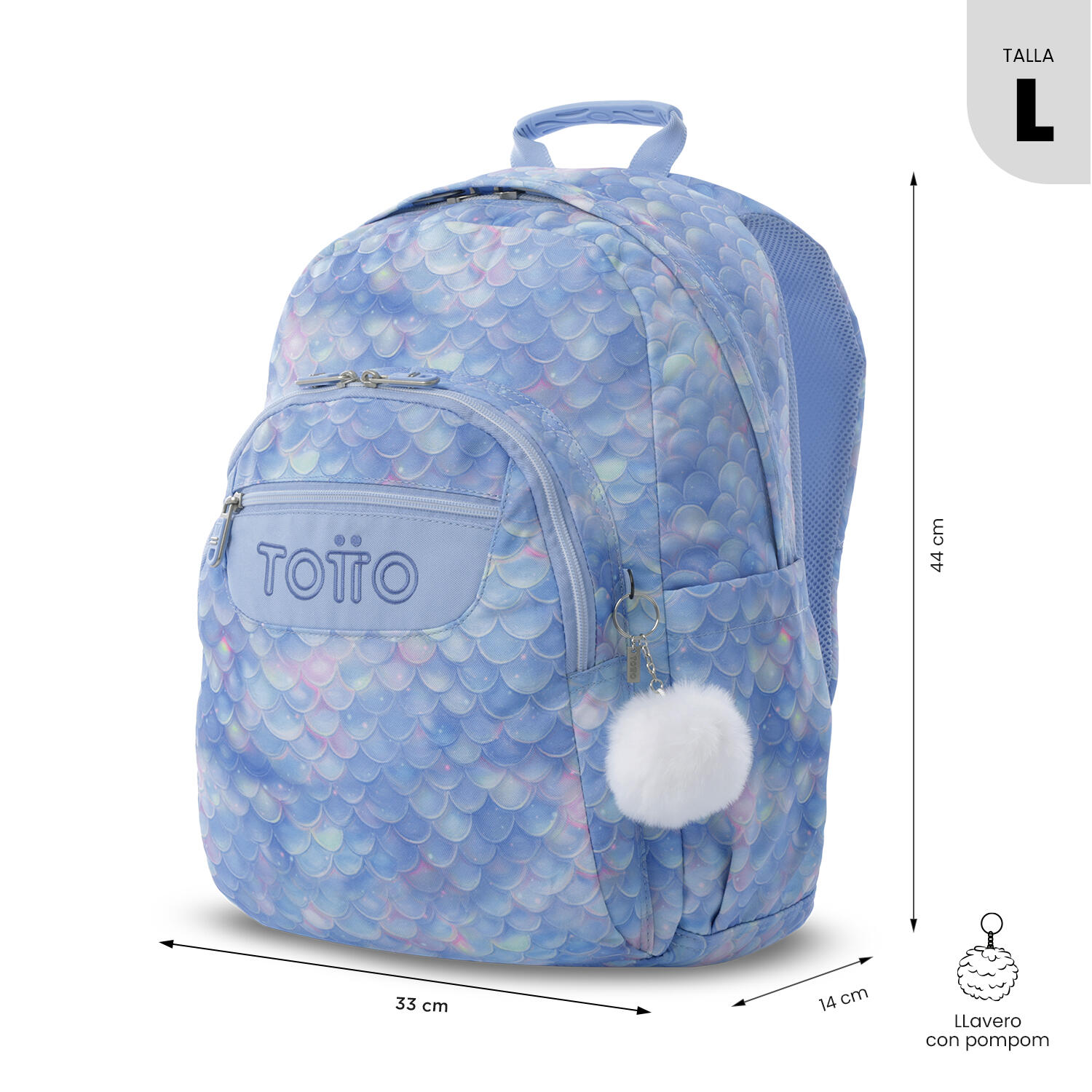 Totto Mochila escolar Acuareles Escamas Poliéster reciclado 33 x44 x 14 cm 3/5
