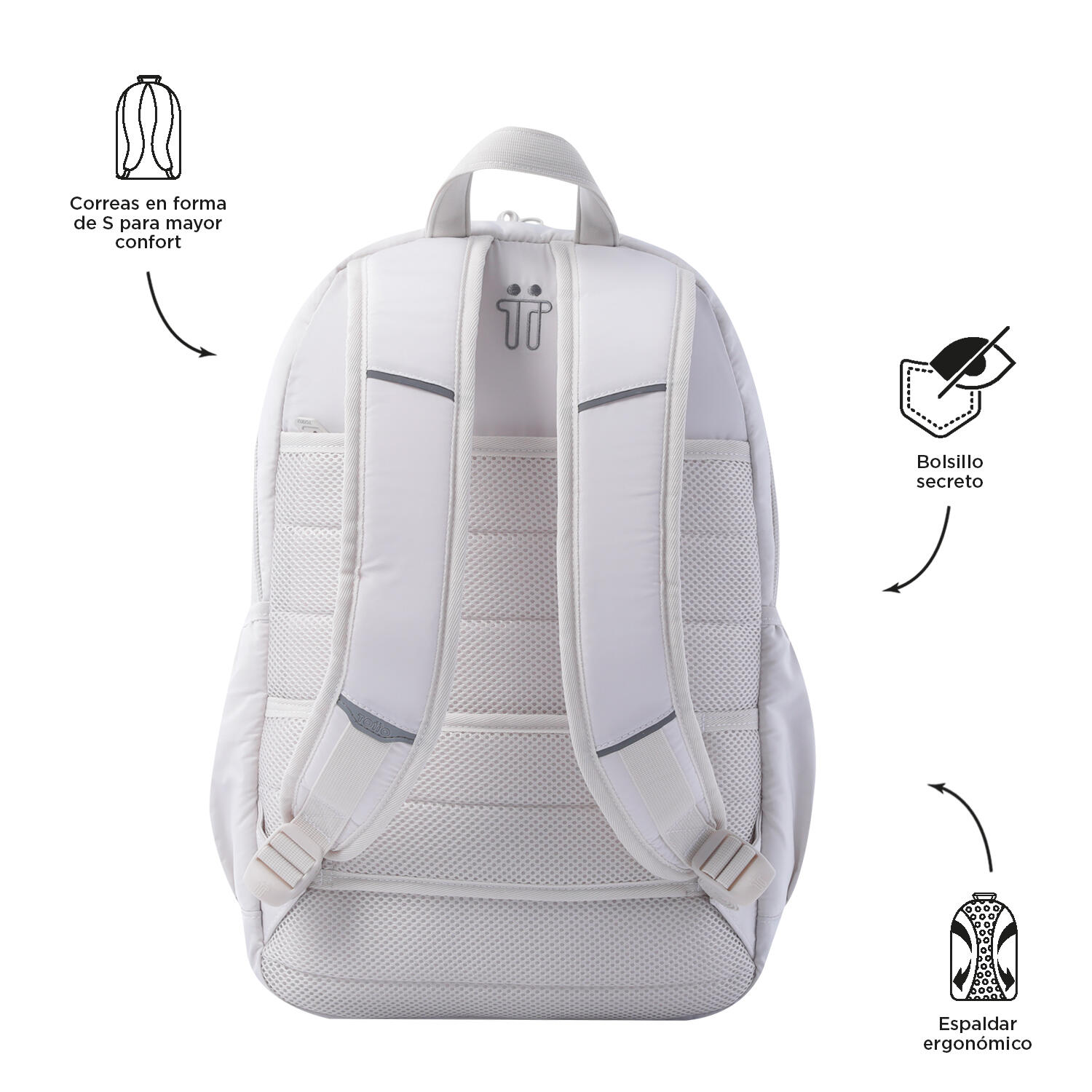 Totto Mochila urbana Plaine White Sand Poliéster 44 x31 x16 cm 3/5