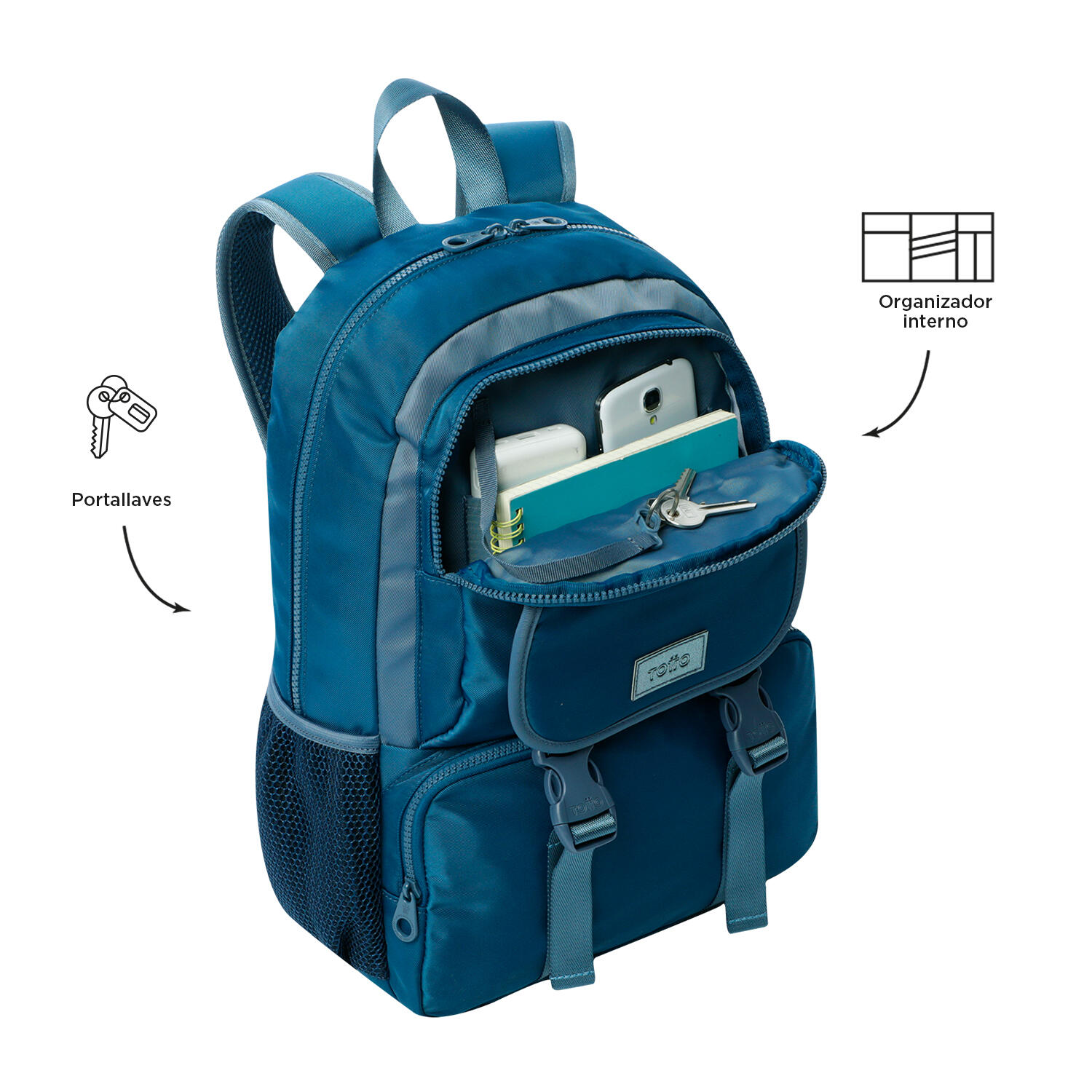 Totto Mochila Infantil Cluw Azul Poliéster 31 x42 x16 cm 5/5