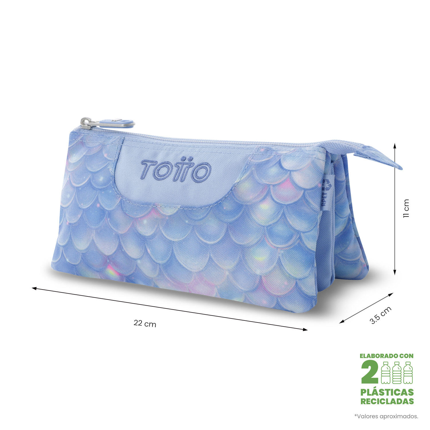 Totto Estuche escolar Tablero Escamas Poliéster reciclado 22 x11 x 3.5 cm 2/4