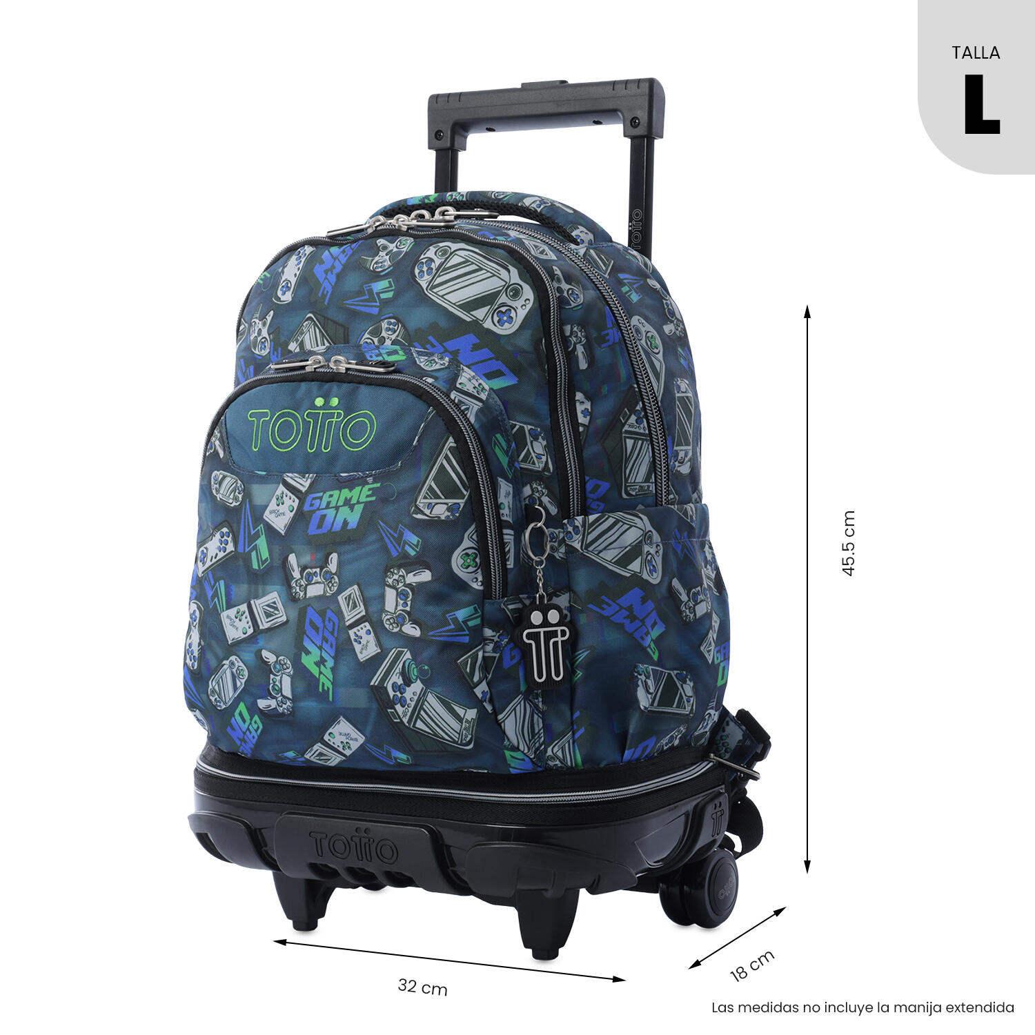 Totto Mochila escolar ruedas Tiza Desmontable Videojuegos Poliéster reciclado 3 2/5