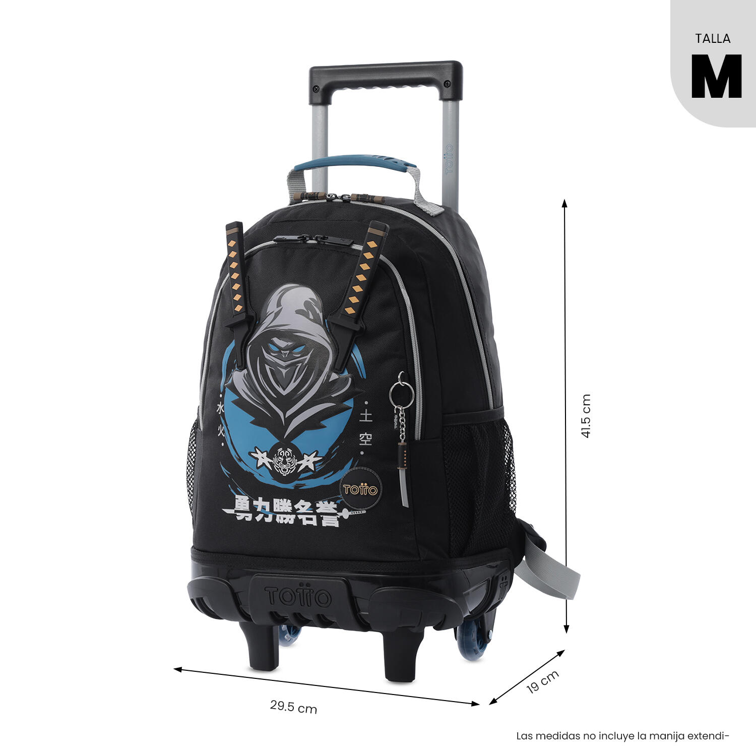 Totto Mochila infantil ruedas Hanzo Negro Poliéster 29.5 x41.5 x 19 cm 3/5