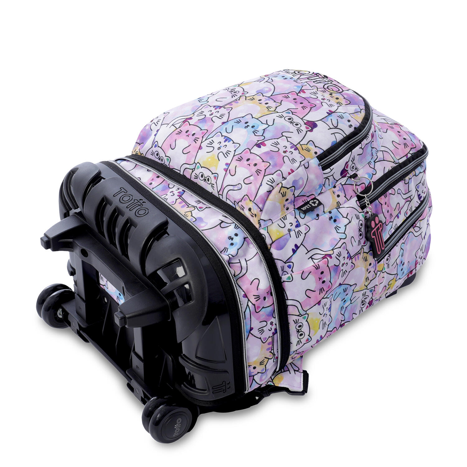 Totto Mochila escolar ruedas Tiza Desmontable Glitter Gatos Poliéster reciclado 5/5