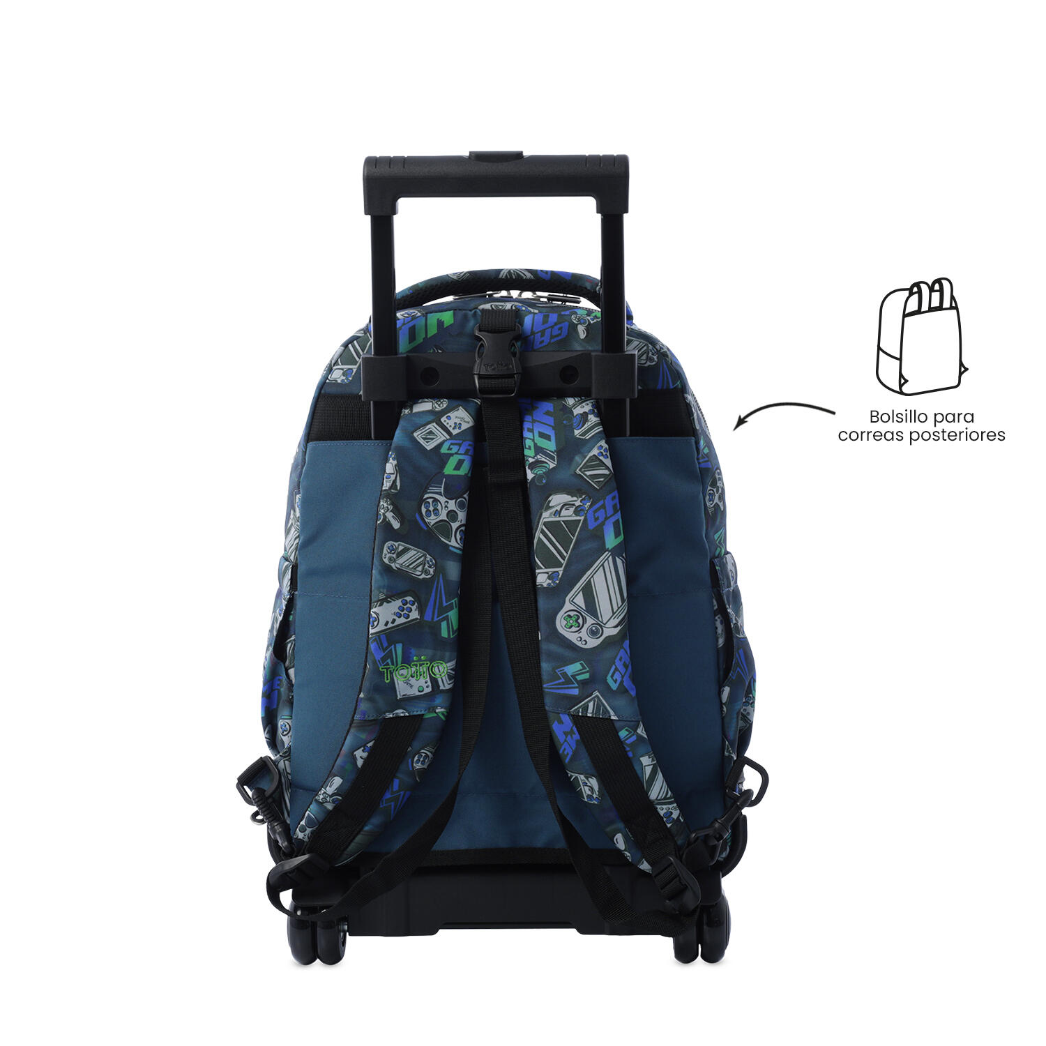 Totto Mochila escolar ruedas Tiza Desmontable Videojuegos Poliéster reciclado 3 3/5