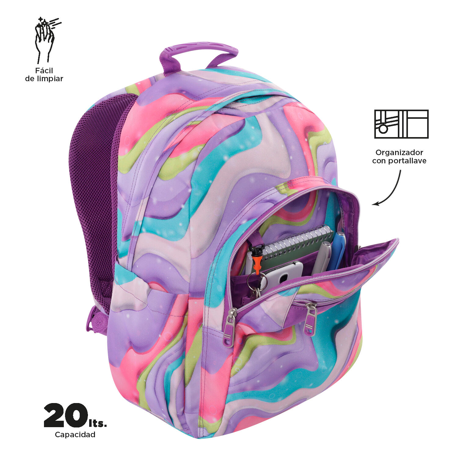 Totto Mochila escolar Acuareles Ferri Poliéster 33 x44 x14 cm 5/5