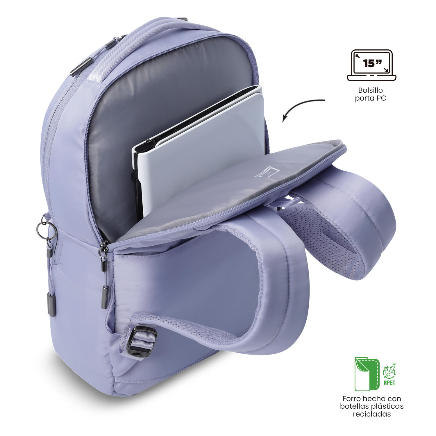 Totto Mochila ejecutiva Roxanne Morado Poliéster 29 x43.5 x 12 cm 5/5