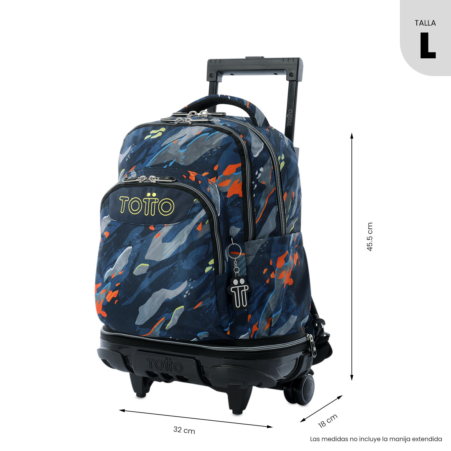 Totto Mochila escolar ruedas Tiza Desmontable Camuflaje Poliéster reciclado 32 2/5