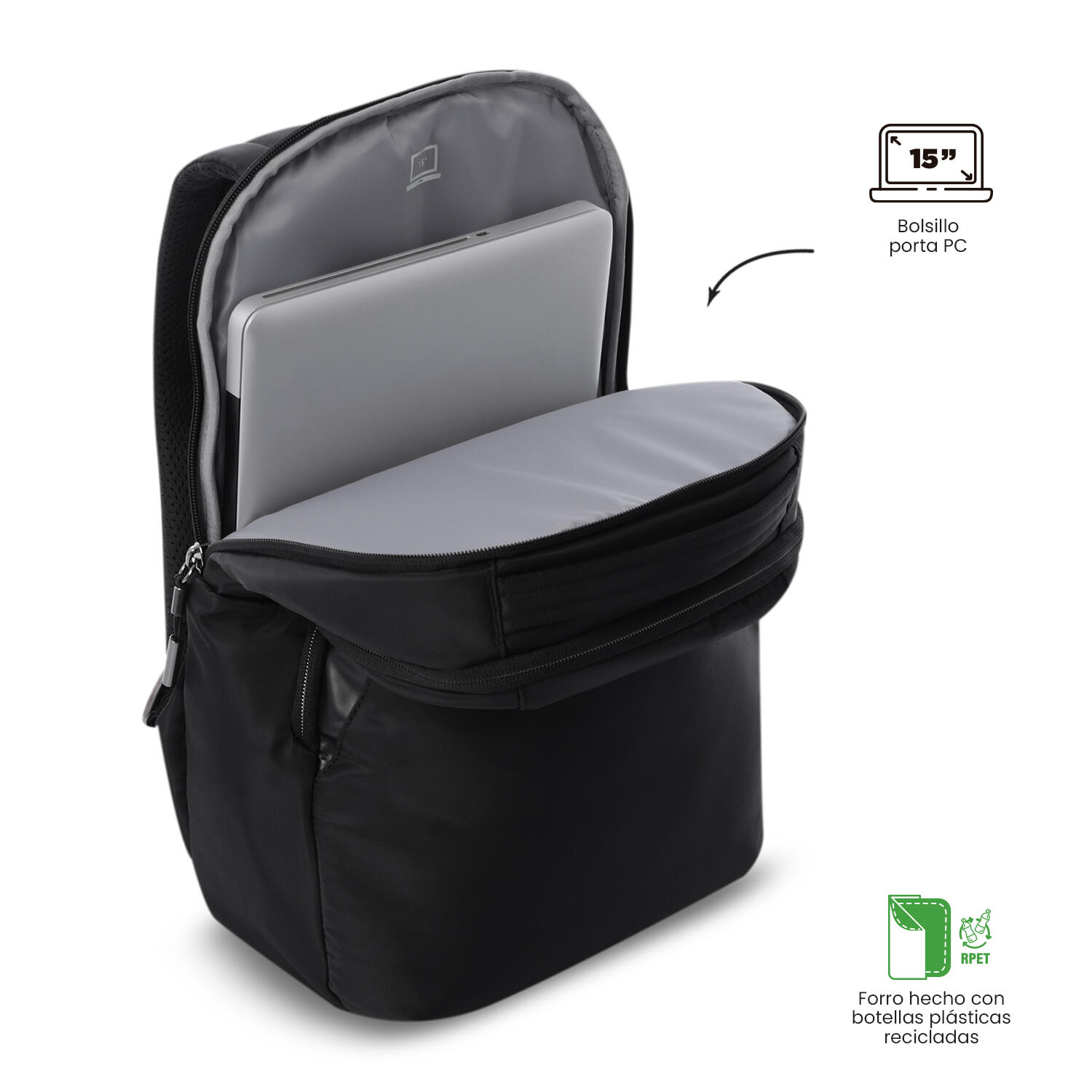 Totto Mochila ejecutiva Roxanne Negro Poliéster 29 x43.5 x 12 cm 5/5