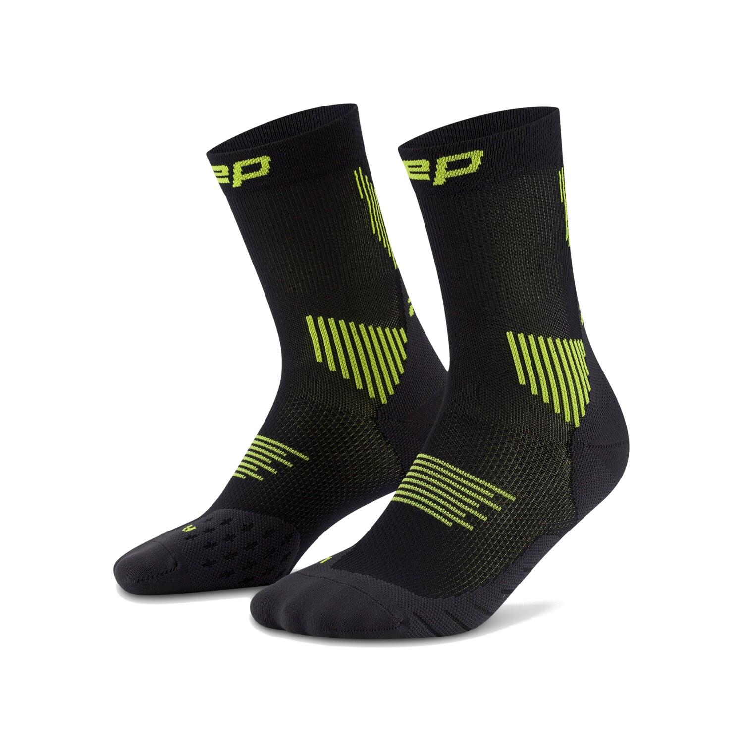 CEP Run Mid-Cut Compressie Sokken - Zwart/Groen - Heren(45/48) 4/5