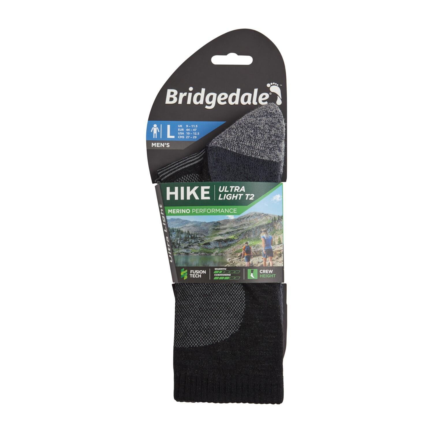 Bridgedale Hike Ultralight T2 Merino Crew - Zwart - Heren(44/47) 6/7