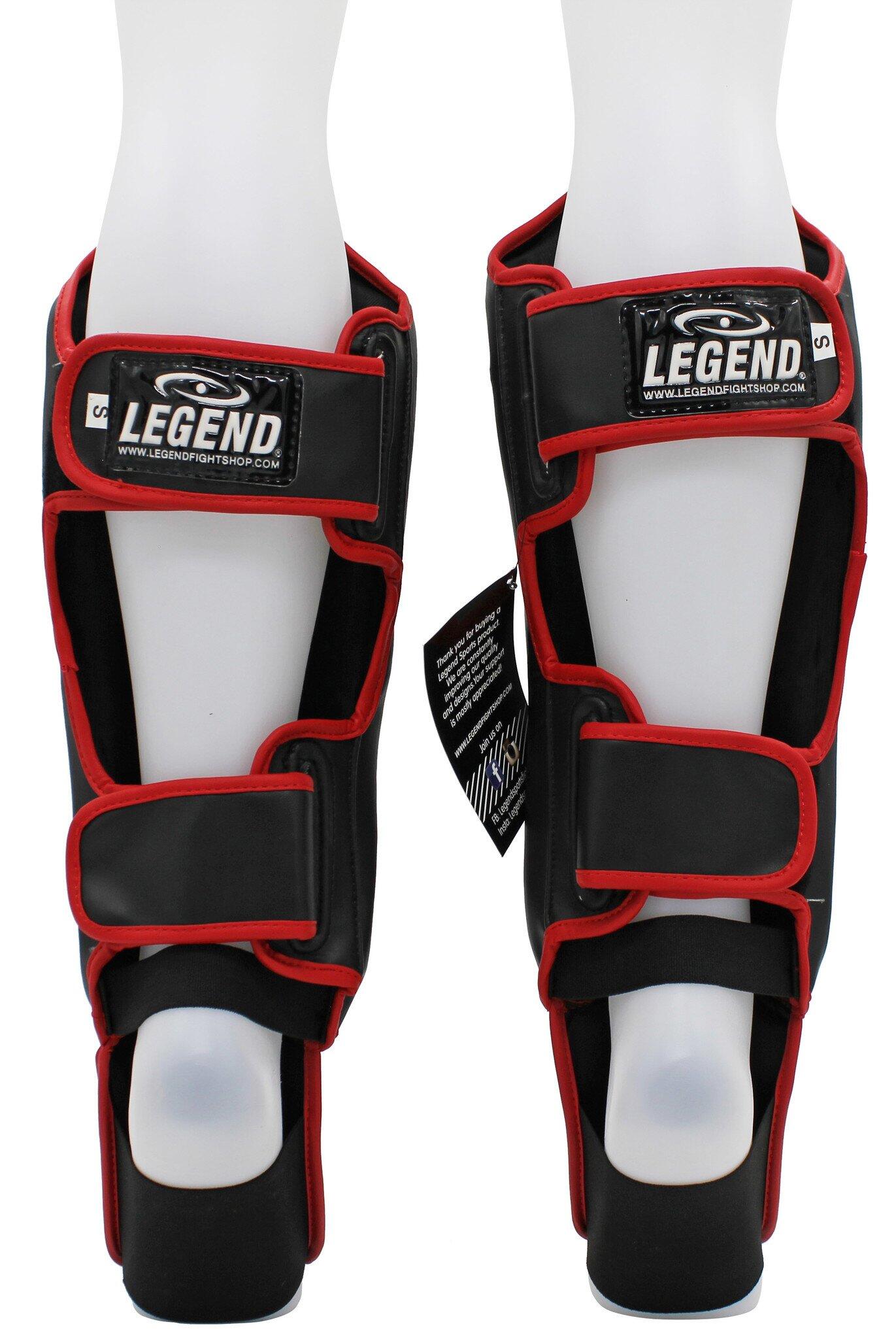 Kickboks Scheenbeschermers Legend Best Heren/Dames Zwart-Rood PU 3/5