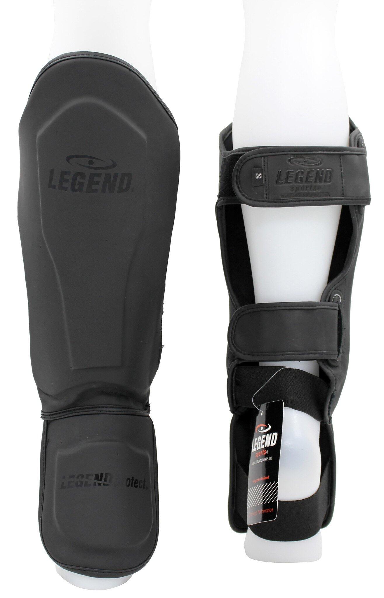 Kickboxing protège-tibias Legend Best hommes/femmes noir mat PU 3/6