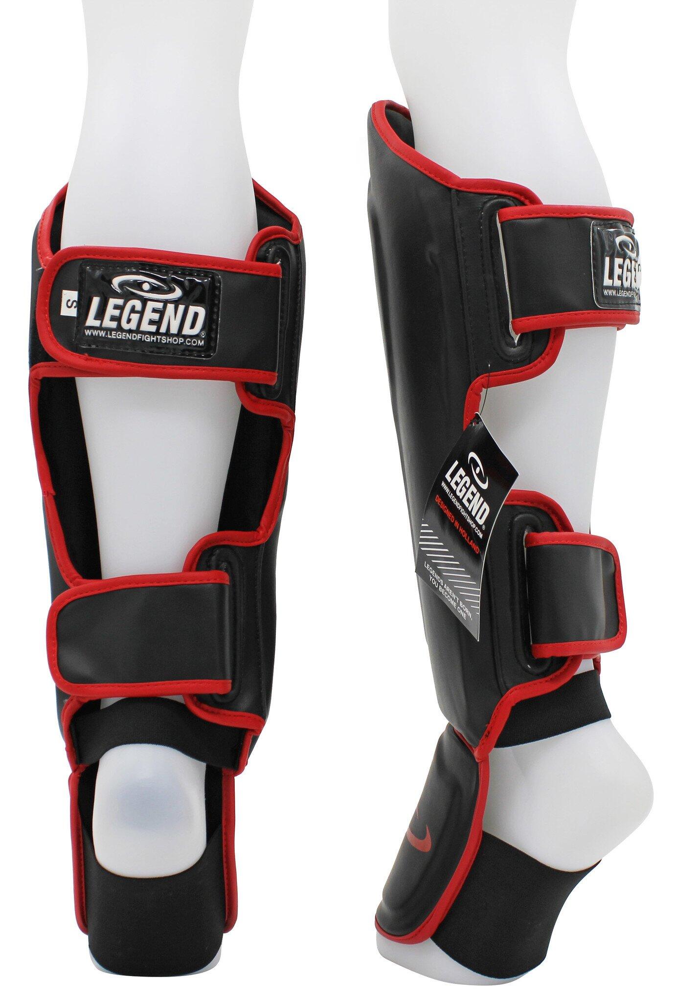 Kickboks Scheenbeschermers Legend Best Heren/Dames Zwart-Rood PU 4/5