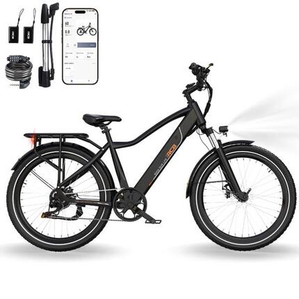Vélo électrique VTC G5,27,5",36V13Ah,autonomie 40-70km,APP & NFC