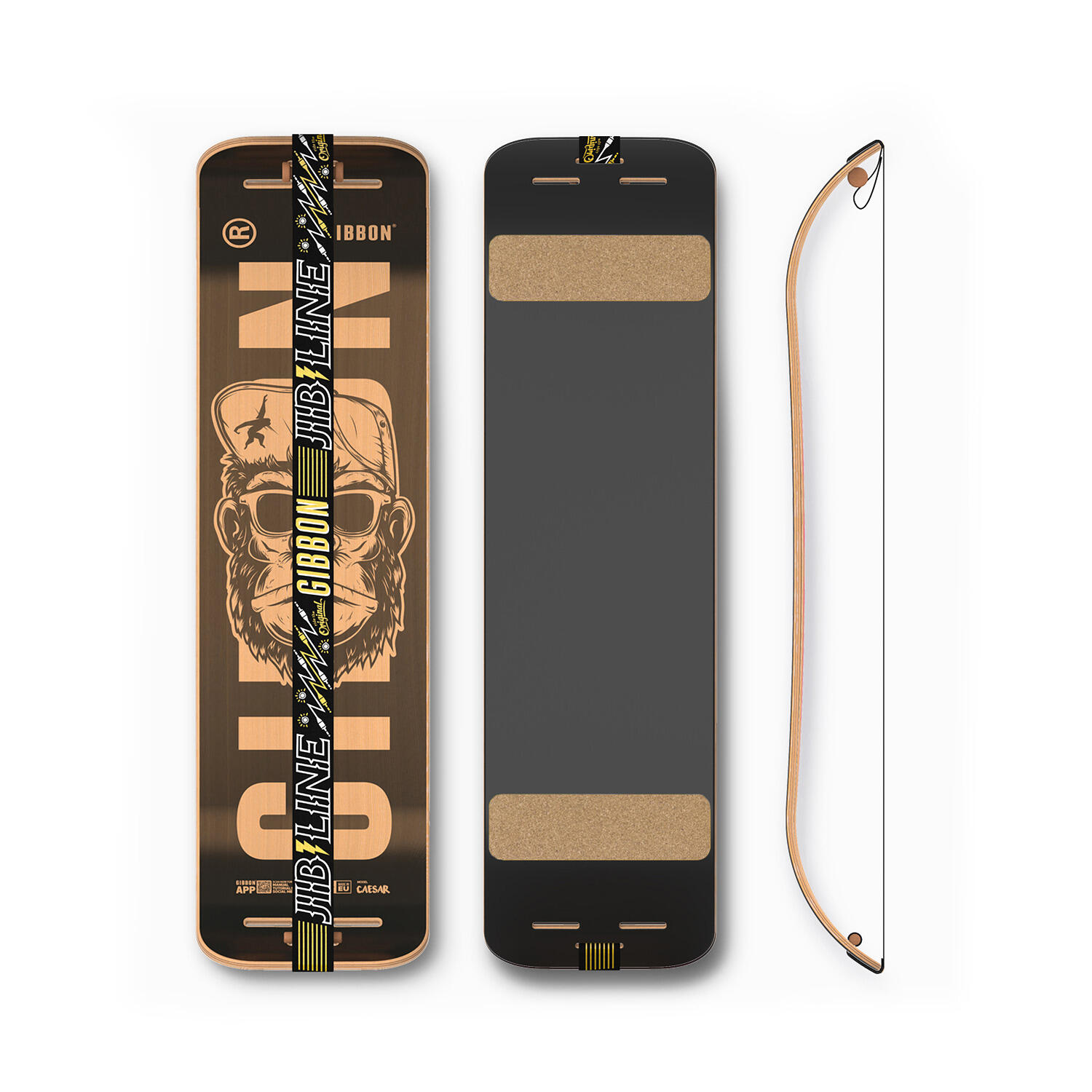 Gibbon - Slackline - Giboard Set - Caesar Jib - Slackline - Noir - Plateau D'Équilibre - Marron|multicolore - No Size - Decathlon