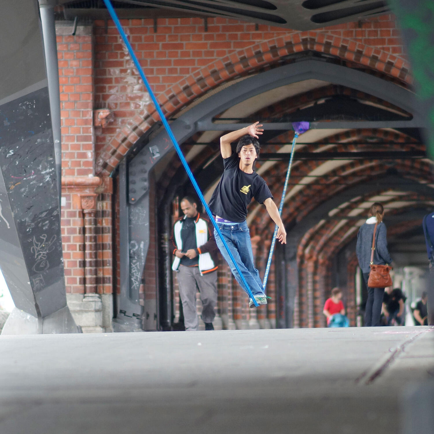 Slackline FLOWLINE met boombescherming - Slacklining - Rood 3/8