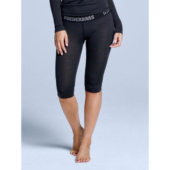 Legginsy termiczne 3/4 - Damskie - Wełna merynosowa - Czarne