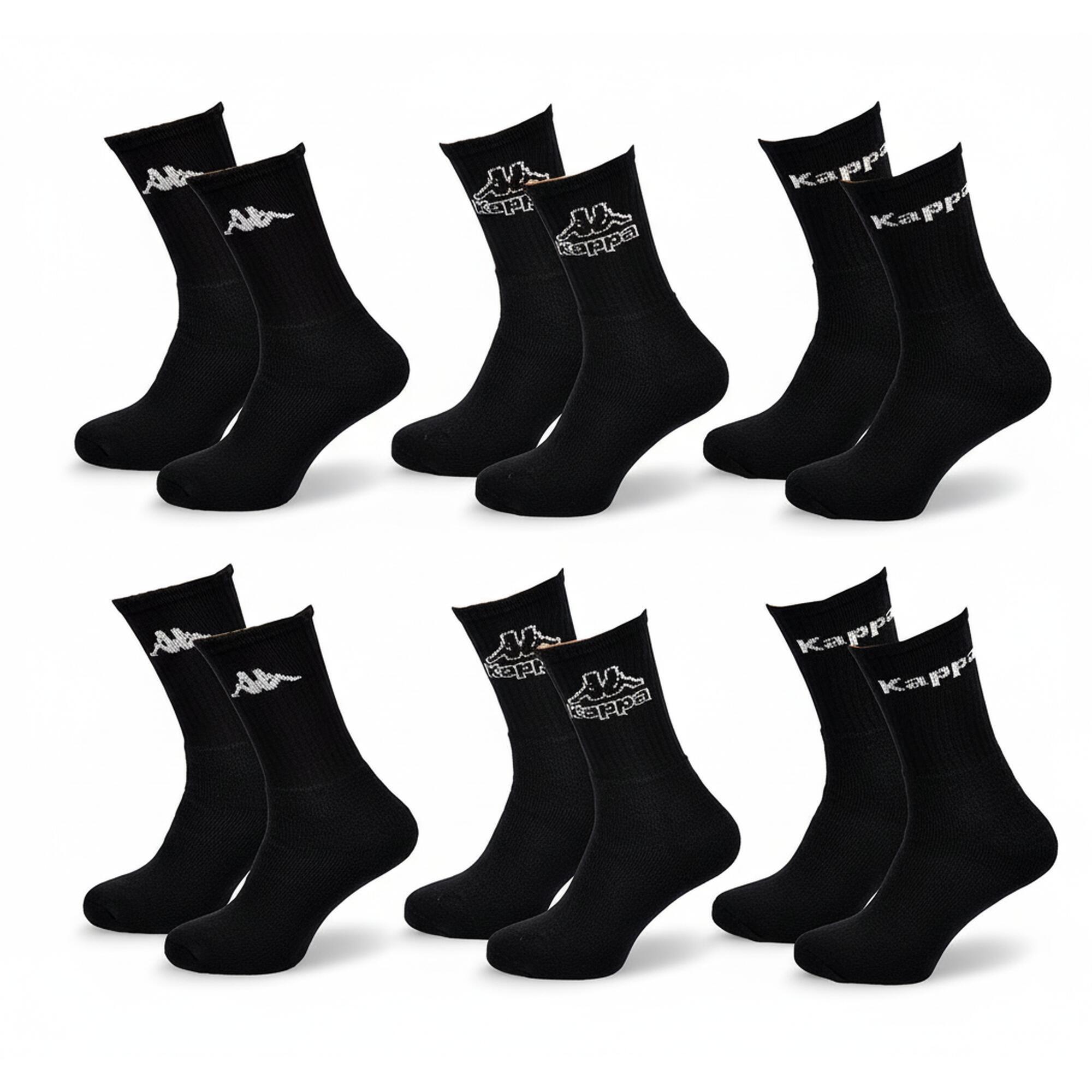 Kappa - Chaussettes Sport Kappa Crew - Pack De 6 Paires - Chaussettes - Noir - Decathlon