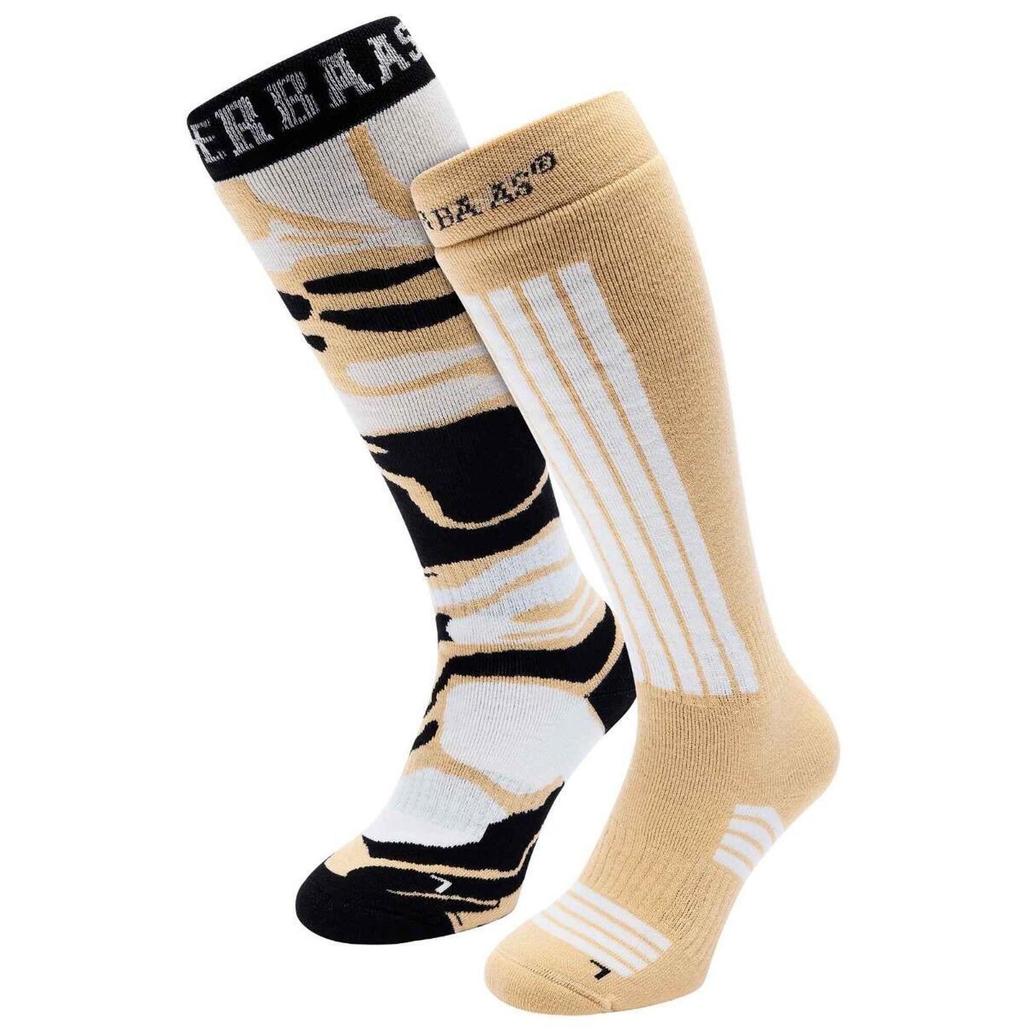 Poederbaas - Chaussettes De Ski - Femme - 2 Paires - Sable Chaud - Chaussettes - Beige - Decathlon