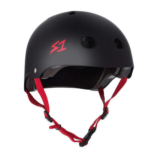 S-ONE Casque LIFER Noir Mat Strap Rouge- Taille M