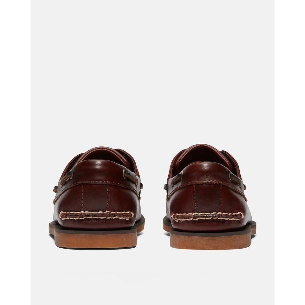 Scarpe da barca uomo 2-eye in pelle marrone 3/6