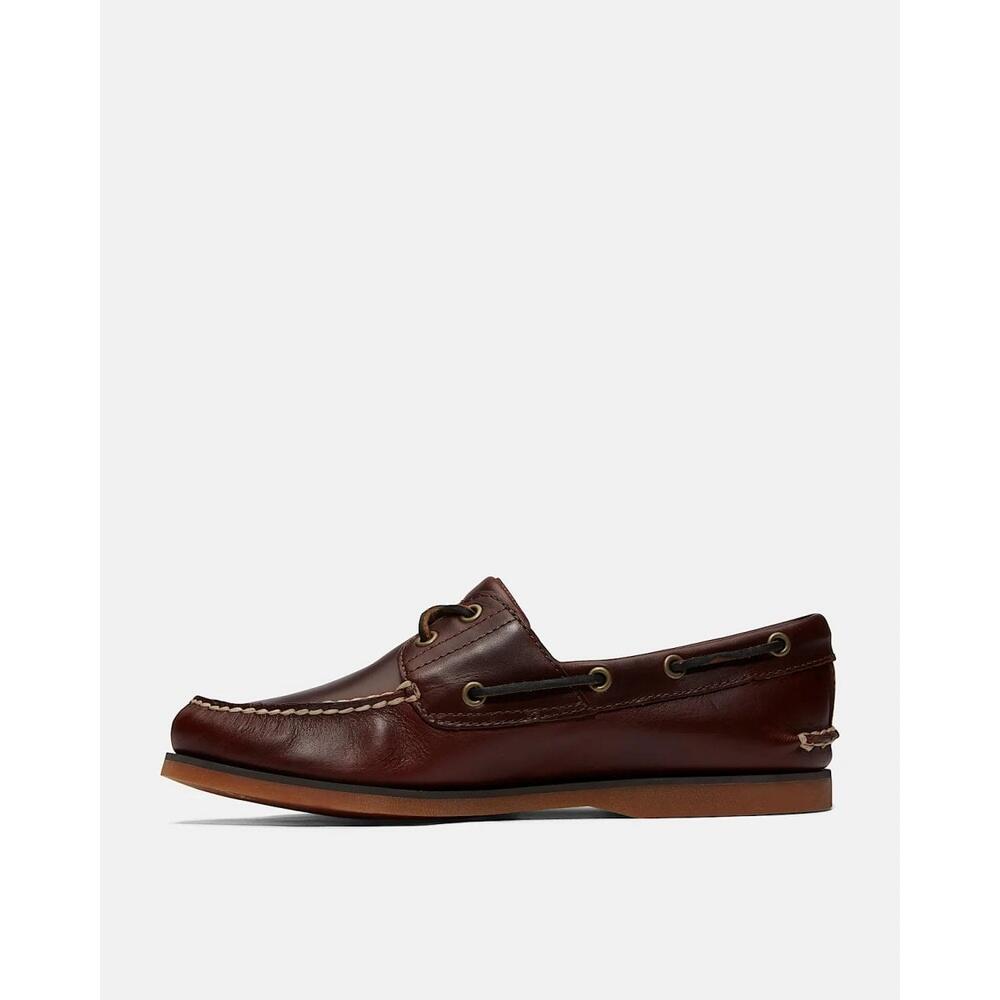Scarpe da barca uomo 2-eye in pelle marrone 4/6